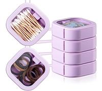 Kathfly 4 pezzi viola cravatta per capelli organizzatore portatile accessori per capelli contenitori impilabili cravatta Bobby Pin Holder casa cotton fioc dispenser accessori gioielli organizzatore