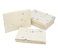 Kathmandu Valley Co. Nepali Cherish Greeting Card & Envelope Box Set with Handmade Lokta Paper from Nepal, 15 Greeting Cards (Cornflower)