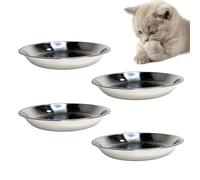 kathson Ciotola per gatti in acciaio inox, 4 ciotole poco profonde e larghe, per l'alimentazione di cani e gatti e animali domestici, adatta con supporti rialzati (diametro 20 cm)