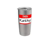 Kathy, targhetta con scritta "Hello My Name is Name" Bicchiere termico in acciaio inox doppia parete