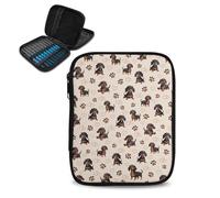 Kathyboom Borsa da viaggio per uncinetto con stampa di bassotto, grande, vuota, con cerniera, organizer portatile da viaggio, con tasca per ragnatela e slot per uncinetto per uncinetti e aghi