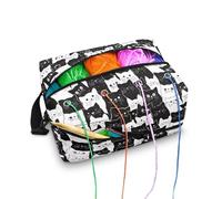 Kathyboom Borsa per uncinetto con gatti neri, per riporre i filati, resistente all'acqua, borsa per lavoro a maglia con tracolla, regalo per madre e moglie