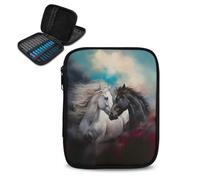 Kathyboom Custodia per uncinetto a forma di cavallo, con cerniera, portatile, da viaggio, con tasca per ragnatela e slot per uncinetto