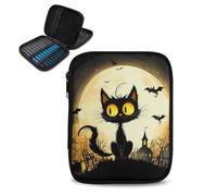 Kathyboom Custodia per uncinetto senza ganci, borsa organizer per Halloween, con cerniera, con tasche in rete, per kit di attrezzi per uncinetto