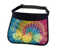 Kathyboom Marsupio per palline da tennis arcobaleno Tie Dye Pickleball con cintura antiscivolo, può contenere 8-10 palline per pickleball, golf, corsa, mani libere