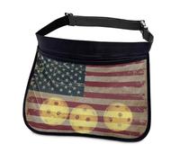 Kathyboom Supporto regolabile per palline da tennis, marsupio per pickleball, borsa a rete per palla da anca, Bandiera americana retrò., 34.5x27cm / 13.5x10.6in