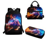 Kathyboom Zaino scolastico 3 in 1 con stampa tigre con tasche laterali in rete per bottiglie e matite, leggero, isolato, alla moda, organizer per libri per ragazze e ragazzi dai 6 ai 18 anni