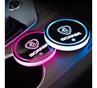 KaTiak 2 Pezzi portabicchieri Auto per Scania K250 K280 K310 K320 K490 Serie G P S SerieX 7 Colori Acrilico Tappetino USB Ricaricabile LED Bevande sottobicchieri Accessori