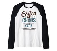 Katie Personalized Cute Coffee Girls Katie Name Maglia con Maniche Raglan
