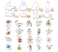 KATIMI 28 Pezzi Mini Formine Biscotti Natale Set, 3D Formine per Biscotti Natalizi, Stampini Biscotti Natale in Acciaio Inossidabile, Formine Natalizie per Albero Pupazzo di Neve Omino Pan di Zenzero