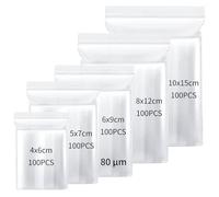 KATIMI 500 Pezzi Bustine Trasparenti Richiudibili, 5 Misure Sacchetti Plastica Richiudibili con Chiusura, Sacchetti Richiudibili con Zip Ispessiti, Sacchetti Trasparenti per Confezioni