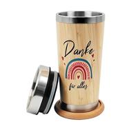 KATIMI Grazie di Tutto Tazza Termica, Tazza da Caffè Termica a Doppio Strato con Sottobicchiere, Tazza da Caffè in Acciaio Inossidabile, Tazza Termica da Caffè con Incisione per Regalo di Addio