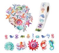 KATIMI Set di 550 adesivi con animali marini, autoadesivi, con pesci oceani, impermeabili, per auto, laptop, moto, skateboard, bicicletta