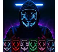 KaTiSeMo Maschera di Halloween, maschere con luci a LED, maschere di Halloween The Purge con 3 modalità di illuminazione, maschera spaventosa per festival cosplay