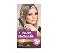 Kativa Kit lisciante brasiliano per capelli biondi tinti o con stoppini - Nuova formula con cheratina vegana - Trattamento lisciante professionale a casa - fino a 12 settimane di durata - Facile da