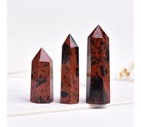 KatLin Bellissimo 1pc Prisma Esagonale in Cristal Artigianale in Pietra Naturale Torre di Quarzo 36 Colori Bacchetta Minerale energetica Decorazione della casa Regalo(Red Obsidian,5-6cm)