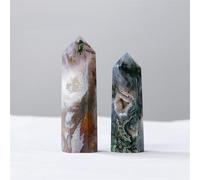KatLin Bellissimo 1pc Prisma Esagonale in Cristal Artigianale in Pietra Naturale Torre di Quarzo 36 Colori Bacchetta Minerale energetica Decorazione della casa Regalo(Aquatic Agate,5-6cm)