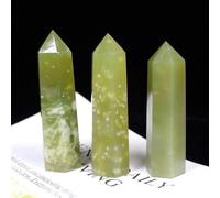 KatLin Bellissimo 1pc Prisma Esagonale in Cristal Artigianale in Pietra Naturale Torre di Quarzo 36 Colori Bacchetta Minerale energetica Decorazione della casa Regalo(Green Jade,5-6cm)