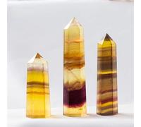 KatLin Bellissimo 1pc Prisma Esagonale in Cristal Artigianale in Pietra Naturale Torre di Quarzo 36 Colori Bacchetta Minerale energetica Decorazione della casa Regalo(Yellow Fluorite,5-6cm)