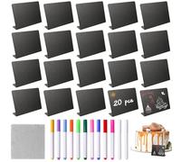 KATLINNA Mini Lavagna, 20 Pezzi Piccola Lavagnette a Forma di L con 12 Pennarelli a Gesso, Lavagnette Messaggi Bordo, Lavagnetta Cancellabili per Buffet, Cartellini Prezzi, Matrimoni, Feste(100x75mm)