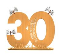 KATLKIU 20/30/50 Ornamento Regalo di Compleanno, Biglietto di Compleanno con Logo in Legno, Libro degli Ospiti di Compleanno 2025 con Logo in Legno per Matrimoni, Compleanni, Feste (30 Anni)