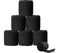KATLKIU 6 Rotoli Benda Elastica Autoadesiva, Bendaggio Autoadesivo Traspirante, Fasciatura Coesiva per Sport e Uso Medico, per Ginocchio, Caviglia, Braccia e Mani (nero, 5CM x 4.5M)