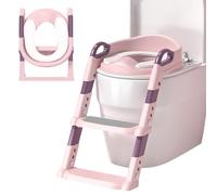 KATLKIU Réducteur de toilettes pour enfants avec échelle réglable, réducteur de WC portable et pliable pour WC en forme de V, U, O, sécurisé et stable, parfait pour l’autonomie des enfants (Rose)