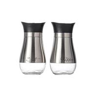 KATLKIU Saliere e Pepiere in Vetro e Acciaio con Supporto e Spruzzatore Olio 100ml - Set Barattoli Spezie/Dosatori Spezie per Cucina, Barbecue e Campeggio