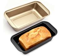 KATLKIU Set di 2 Stampi per Plumcake Antiaderenti 18,3×9,5×5 cm - Forma da Pane in Acciaio al Carbonio, Nero e Champagne, Rivestimento Antiaderente, Facile da Pulire