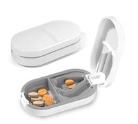 KATLKIU Taglia Pillole Portatile, Frantuma Pillole con Lama in Acciaio Inossidabile, Spezza Compresse per Pillole Piccole e Grandi, Ideale per Anziani, Bambini, Animali Domestici e Viaggi (Bianco)