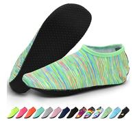 KATLKIU Water Socks - Calzini antiscivolo con suola antiscivolo, leggeri, ad asciugatura rapida, da spiaggia, per nuoto, spiaggia e surf, per uomo/donna, Linee Verdi, 36.5/37 EU