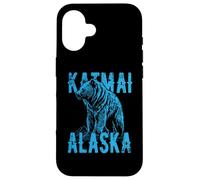 Katmai Alaska USA Grizzly Bear Design in stile vintage Custodia per iPhone 16