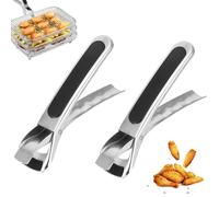 katmerio 2 pinze Airfryer in acciaio inox antiscivolo per friggitrice ad aria calda, pinze per friggitrice ad aria calda, pinze per friggitrice ad aria calda, pinze per airfryer, anti-scottature (nero