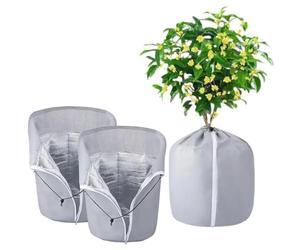 katmerio 2 protezioni termiche per piante in ambienti esterni, 50 x 45 cm, per piante in vaso, protezione invernale per vaso con cordino, protezione antigelo per vasi per piante (grigio)