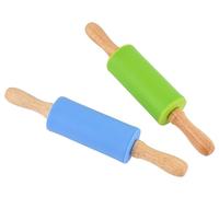 katmerio 2Pcs Mattarello Silicone, Mattarello in Silicone con Manici in Plastica Superficie Antiaderente (Blu ,Verde 25cm)