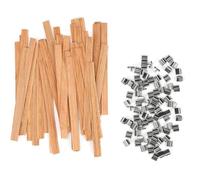 katmerio 50 Pezzi Stoppini per candele in legno con nuclei per candele in ferro Stoppino naturale ecologico per la fabbricazione di candele e candele fai da te,13 x 130 mm