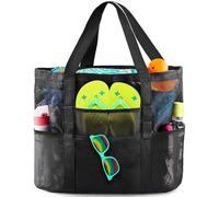 katmerio Borsa da spiaggia con chiusura lampo, borsa da bagno, borsa da spiaggia, borsa per la spesa, borsa da spiaggia con chiusura lampo, grande borsa da bagno per spiaggia, viaggi, picnic, colore