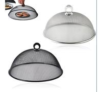 katmerio Copertura a rete per alimenti, 2 pezzi, in metallo, in acciaio inox, copertura per alimenti, riutilizzabile, per cucina, picnic