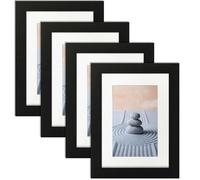 katmerio Cornice portafoto nera, set da 4 pezzi, 10 x 15 cm, con vetro acrilico, per appoggiare e appendere da parete o da tavolo