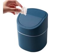 Katmerio Pattumiera da tavolo, 2 L, piccola pattumiera per mobili, con coperchio, per toeletta, scrivanie, comodini, camera da letto (blu)