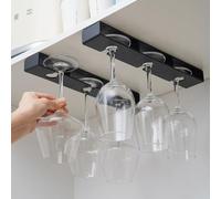 katmerio Porta bicchieri da vino, 2 pezzi, supporto per bicchieri da vino, da appendere, adatto per cucina, bar, ristorante (nero)