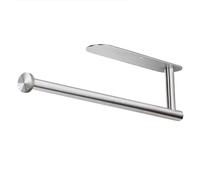 katmerio Portarotolo da cucina da appendere a parete senza forare, 335 mm, autoadesivo o forare, porta carta da cucina, in alluminio, per cucina, bagno (argento)