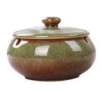 katmerio Posacenere in ceramica con coperchio, antivento, posacenere per sigarette, per interni ed esterni, realizzato a mano, decorazione per casa e ufficio