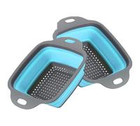 katmerio Set di 2 colino pieghevole in silicone, scolapasta da cucina, scolapasta per pasta, frutta, verdura (blue)