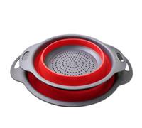 katmerio Set di 2 colino pieghevole in silicone, scolapasta da cucina, scolapasta per pasta, frutta, verdura (verde) (rosso)