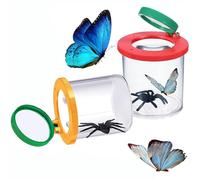 katmerio Set di 2 lenti di ingrandimento per bicchieri, lente d'ingrandimento per insetti, scatola di osservazione per insetti, con pinzette, scatola di osservazione per attività all'aperto, scienza,