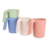 katmerio Set di 4 bicchieri Unbreakable da 350 ml con manico infrangibile, in plastica, senza BPA, riutilizzabili per bambini e adulti