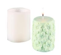 katmerio Stampo per candele in silicone 3D fai da te, forma cilindrica a forma di fiore di pesco, in cera di soia di qualità alimentare, cera d’api, per aromaterapia, per candele fai da te