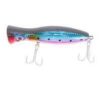 Katnetoly 1 Pz Pesca Popper 3D con ancorette 12 cm 42g topwater richiamo Duro plastica Morbida isca Artificiale richiamo di Pesca Affrontare Blu