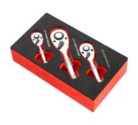 Katnetoly 1 Set di Chiavi A Cricchetto A Presa Rapida da 72 Denti Grande, Media e Piccola con Volante A Due Vie Manico Corto -V